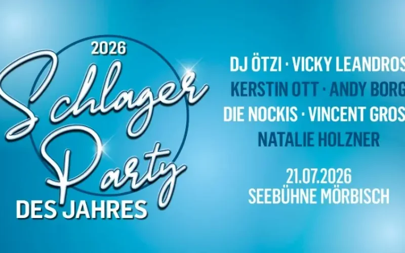 Informationsflyer Schlagerparty Seebühne Mörbisch am 21.06.2026